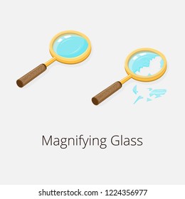 Magnifying Glass and Broken Magnifying Glass