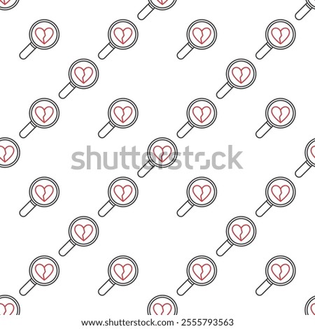 Magnifying Glass with Broken Heart vector Heartache concept minimalistic seamless pattern
