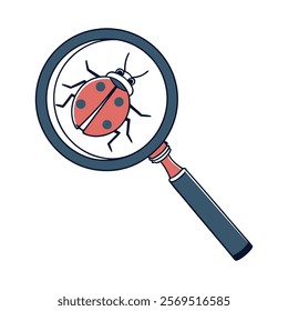 magnifying glass with bug icon