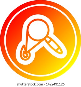 magnifying glass burning circular icon with warm gradient finish