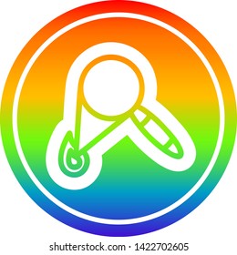 magnifying glass burning circular icon with rainbow gradient finish