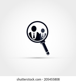 Magnifying glass with business elements -vector icon