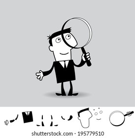 Magnifying glass. Business illustration (EPS 8). Animation friendly: the elements (legs, arms, heads etc) are in the separate layers. 
