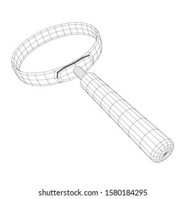 Magnifying glass. Business search concept. Wireframe low poly mesh vector illustration