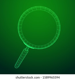 Magnifying glass. Business search concept. Wireframe low poly mesh vector illustration