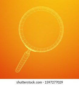 Magnifying glass. Business search concept. Wireframe low poly mesh vector illustration