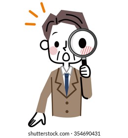Magnifying glass and businessman