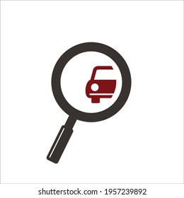 magnifying glass with car in the middle