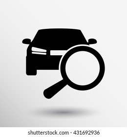 Magnifying Glass With Car Selling Icon Search Deal.