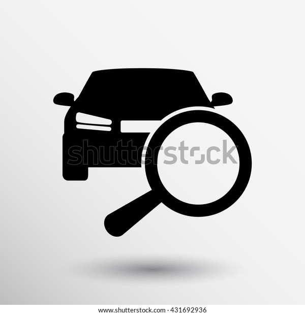虫眼鏡と車の販売アイコン検索ディール のベクター画像素材 ロイヤリティフリー