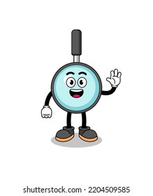 magnifying glass cartoon doing wave hand gesture , character design