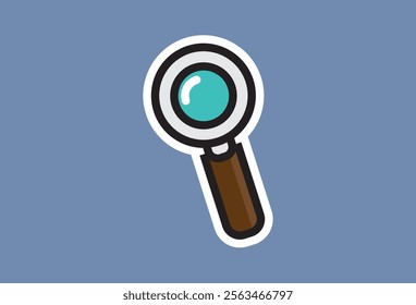 Magnifying glass cartoon sticker icon vector illustration for search and zoom concept, can change every element