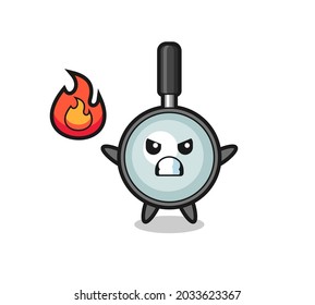 magnifying glass character cartoon with angry gesture , cute style design for t shirt, sticker, logo element