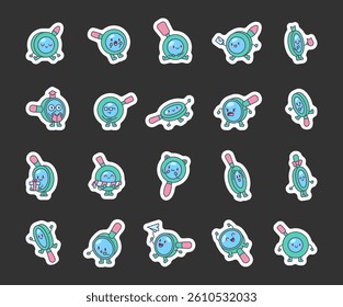 Magnifying glass character cartoon kawaii funny emotion action smile expression book surprise gift balloon kite meditation rest joy