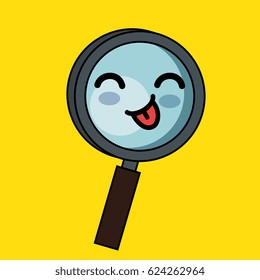 magnifying glass character kawaii