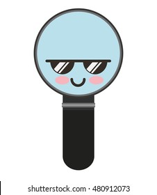 magnifying glass character kawaii vector illustration design