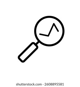 magnifying glass with chart, data analysis - vector icon