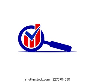 Magnifying glass With Chartbar Logo Template