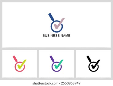 Magnifying Glass Check Analyze Ok Mark Symbol Logo Design
