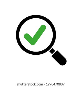 magnifying glass with check mark icon