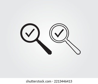 Magnifying Glass Check Mark Icon Vector