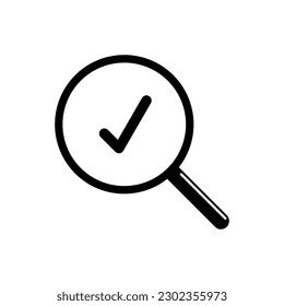 Magnifying glass with check mark icon isolate on white background.