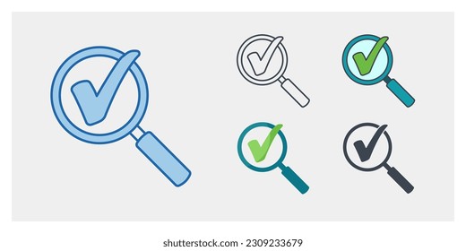 Magnifying Glass and Check Mark icon symbol template for graphic and web design collection logo vector illustration