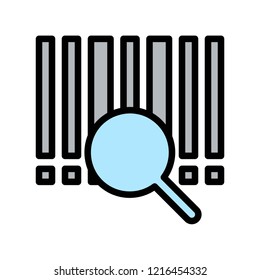 magnifying glass check on barcode icon editable outline design on grid system