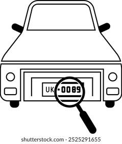 magnifying glass with checking number  thin line symbol on white background - editable stroke vector illustration