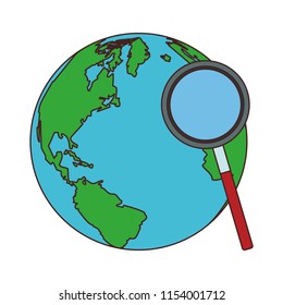 Magnifying glass checking world