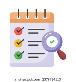 Magnifying glass with checklist showing checklist verification concept vector design