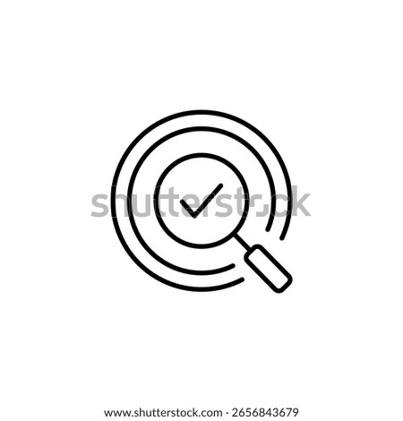 Magnifying Glass With Checkmark Icon For Validation Process Concept