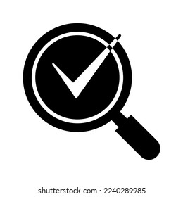 Vidrio de aumento con un vector de icono de marca de verificación