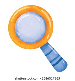 Magnifying glass clip art, cartoon magnifying glass illustration vector, hand drawn watercolor painting style