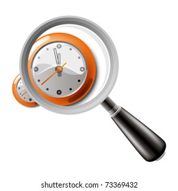 magnifying glass with clock