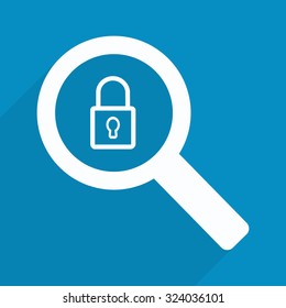 Magnifying glass with closed padlock