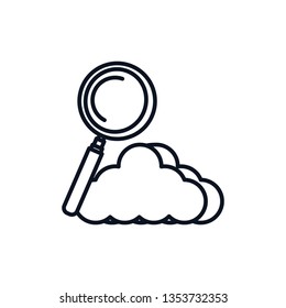 magnifying glass with cloud computing