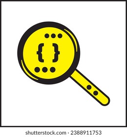 magnifying glass and coding logo illustration vector design. suitable for logos, icons, posters, t-shirt designs, stickers, advertisements, companies, concepts, websites.