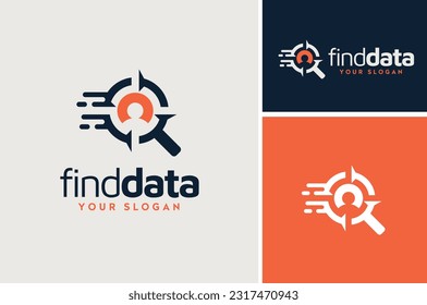 Magnifying glass with Compass and People Identity for Digital Human Data Analyzing Searching Logo