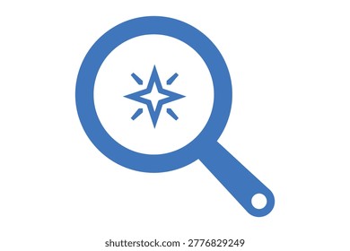 Magnifying glass with compass star direction finding navigation direction discovery guidance information