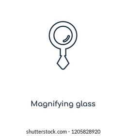 Magnifying glass concept line icon. Linear Magnifying glass concept outline symbol design. This simple element illustration can be used for web and mobile UI/UX.