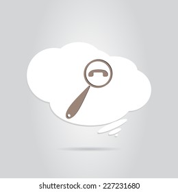 Magnifying Glass Contact Icon. Flat style. Made in vector