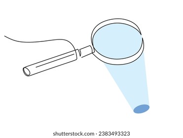 Magnifying glass continuous line art drawing. Find and look for concept with colors. Vector illustration isolated. Minimalist design handdrawn.