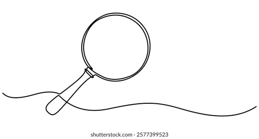 Magnifying Glass Continuous Line Icon, Continuous line drawing of magnifying  glass. One line of magnifying  glass. Magnifier continuous line art. Editable outline, outline pro vector illustration. 