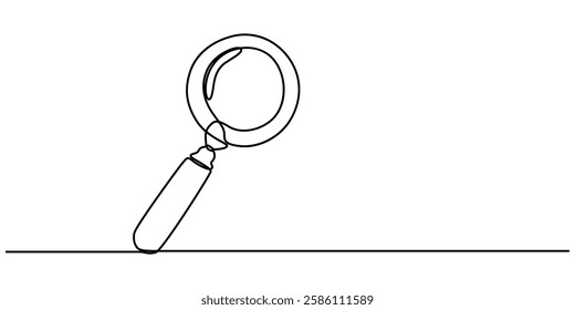 Magnifying Glass Continuous Line Icon, One Continuous Line Drawing of Searching Icon. Single Line Vector Illustration, Magnifying Glass Web Banner with Continuous Line Icon, minimal concept pro vector