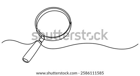 Magnifying Glass Continuous Line Icon, One Continuous Line Drawing of Searching Icon. Single Line Vector Illustration, Magnifying Glass Web Banner with Continuous Line Icon, minimal concept pro vector
