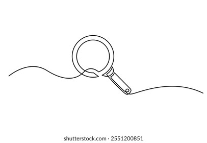 Magnifying glass continuous line vector illustration, Magnifying glass in continuous one line drawing, Magnifying Glass continuous line drawing with color shapes.