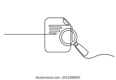 Ampliação de vidro ilustração de vetor de linha contínua, Lupa de vidro em desenho contínuo de uma linha, Lupa de vidro desenho de linha contínua com formas de cor.