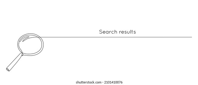 Magnifying glass in continuous one line drawing. Concept of Search results in simple linear style. Used for logo, emblem, web banner, presentation. Doodle Vector Illustration