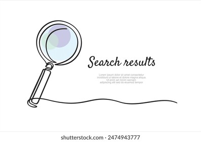 Lupa en dibujo continuo de una línea. Concepto de análisis de negocios en estilo de esquema simple. Se utiliza para el logotipo, emblema, Anuncio de Web, presentación. Ilustración vectorial de Doodle